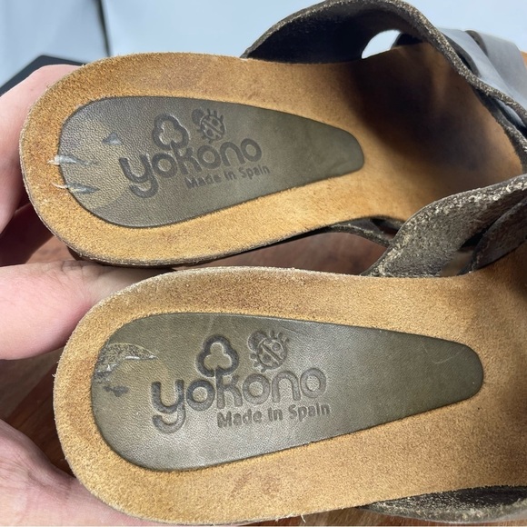 Yokono kaki Cadiz 100 Vaquetilla cork wedge sandal 7.5 gray - Picture 10 of 10